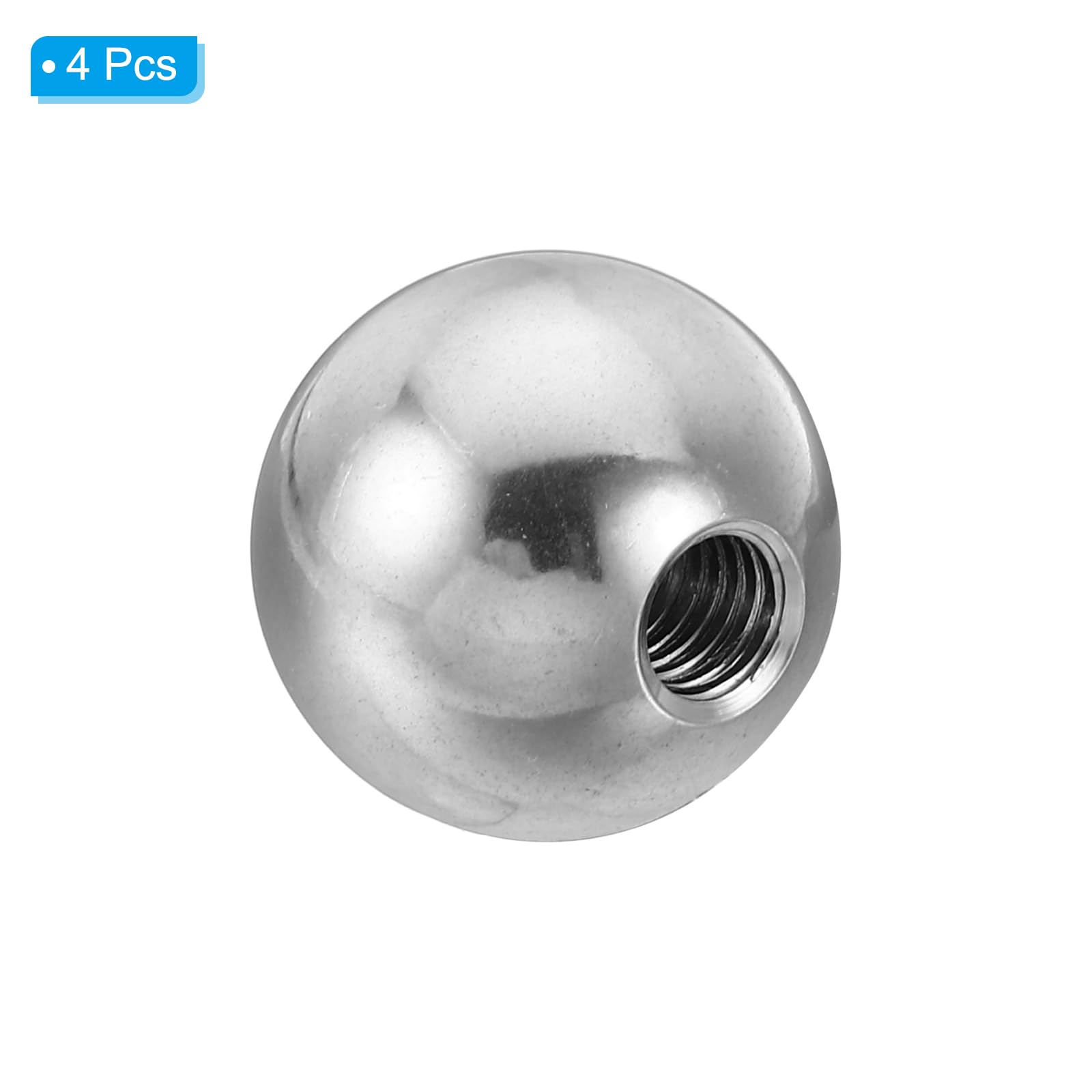PATIKIL Tuercas Perilla, 4 Paquete M6 Hembra Rosca 20mm OD 304 Inoxidable Acero Redondo Bola Tornillo Tapa Cubierta para Iluminación Muebles Bricolaje Decoración, Plata