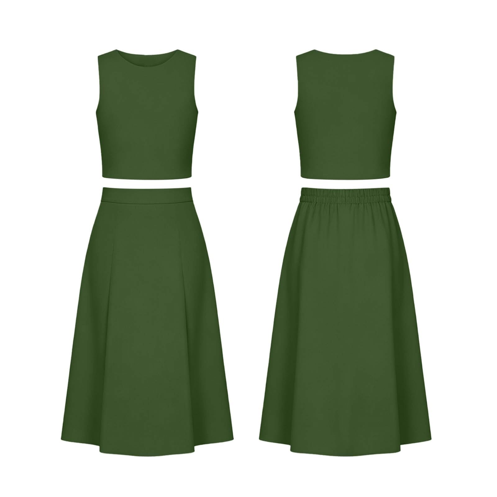 Elegante abito lungo senza maniche per un completo da lavoro casual ma sofisticato, composto da top senza maniche e gonna fluida.