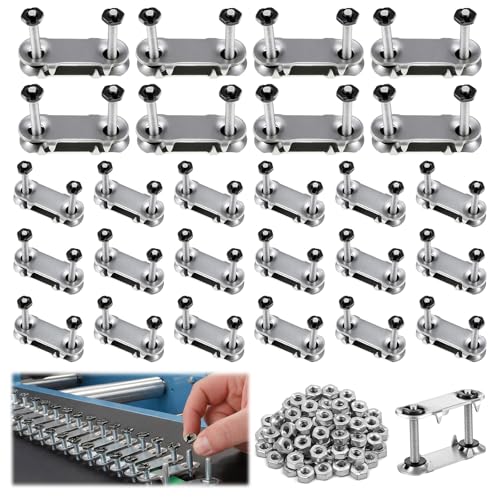 Otoolling 25 Sets Bolt Solid Steel Plate Fastener with 50 Pcs Replacement Nuts for 5/16 Inches to 9/16 Inches Conveyor Belt, Galvanized Construction for Thicker Heavy Duty Industrial Conveying Belts