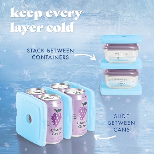 Cool Coolers By Fit & Fresh 4 Pack Slim Ice Packs, Quick Freeze Space Saving Reusable Ice Packs for Lunch Boxes or Coolers, Blue by Fit & Fresh - Image 9