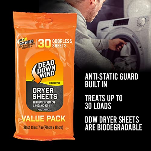 Dead Down Wind Odorless & Unscented Dryer Sheets (30 Count) #TOP2
