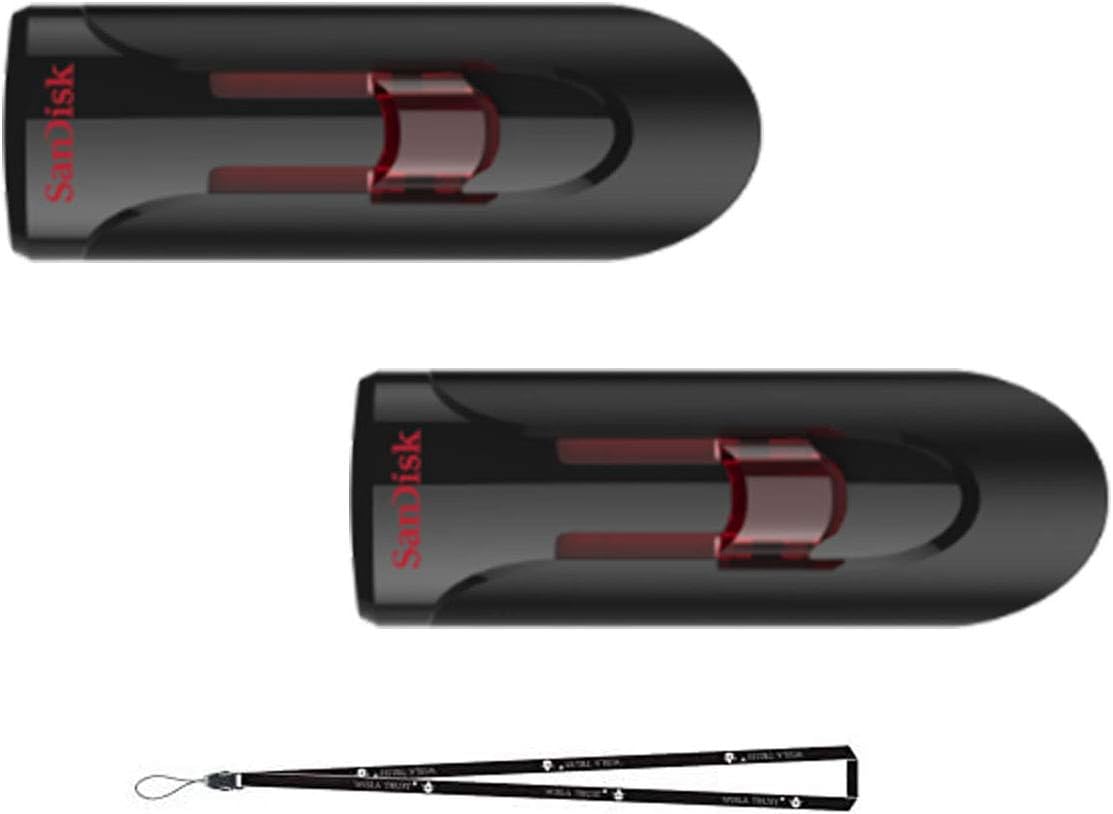 SanDisk Cruzer Glide 64GB (2 Pack) SDCZ600-064G USB 3.0 Flash Drive Jump Drive Pen Drive SDCZ600-064G - Two Pack, 2X 64GB = 128GB Bonus Wisla Trust (TM) landyard