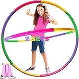 2 Set Kids Hoola Hoops w/ Gym Backpack, Detachable Size Adjustable Plastic Colourful Exercise Hoop,...