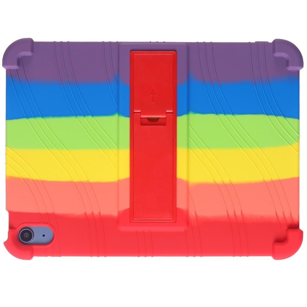 Coque iPad 9e génération silicone arc-en-ciel avec support intégré - 8