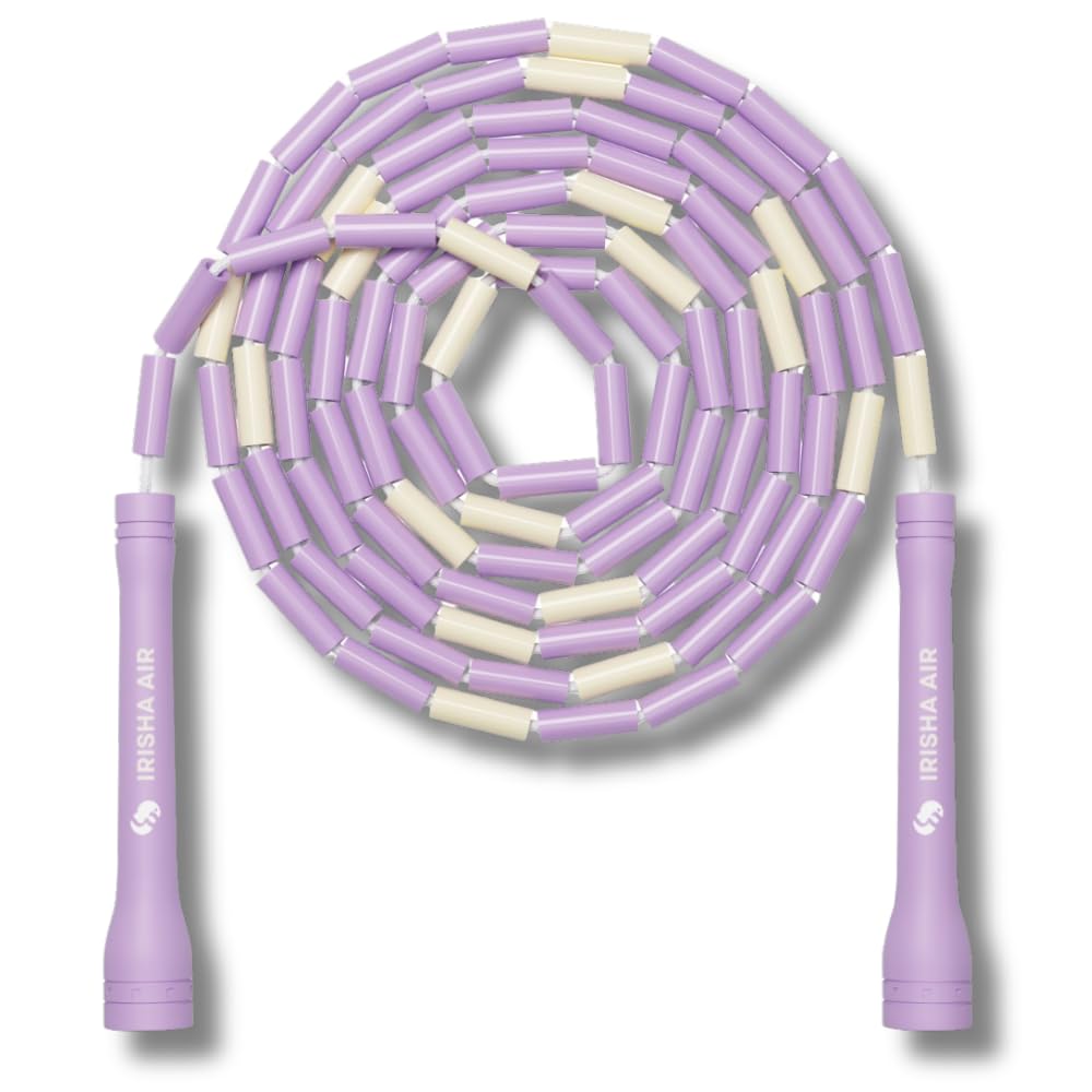 Elevate Rope Bead Skipping Rope Adjustable 3m with Free Training App - Tangle-Free, Ideal for Rhythm, Control & Cardio (Irisha Pastel)