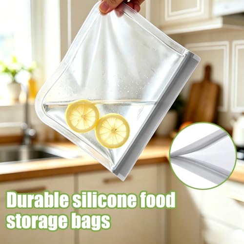 Image of 9 Pack Reusable Silicone Food Storage Bags - Freezer & Dishwasher Safe Leakproof Reusable Bags, Freezer Storage Bags Sets - 3 Gallon 3 Snack 3 Sandwich Bags