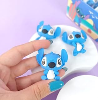 Ankh-Home-Supplies Character Erasers, Cute Cartoon Design, School Supplies, Set of 3, Blue (1 piece)