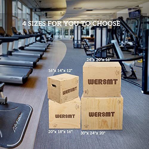 WERSMT 3 in 1 Gym Box Plyometric Box for Jump Trainer, Wooden Fitness Plyo Box for Training Crossfit Equipment with 3 Height Levels for Gym, 30