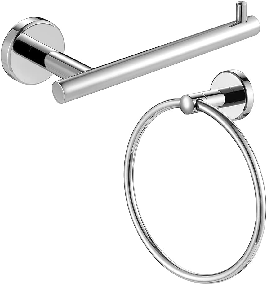 JQK Chrome Towel Ring, 304 Stainless Steel Hand Towel Holder for Bathroom, Polished Finish Wall Mount, TR130-CH