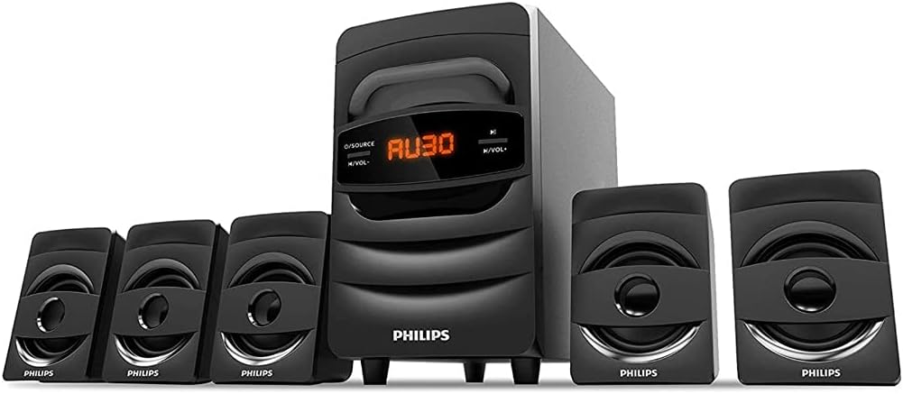 Audio SPA5128B 5.1 CH 40W Multimedia Speaker with Subwoofer, Bluetooth Connectivity, Real Surround, FM, USB, Audio in Speakers - Black (Elegant Matte Finish)