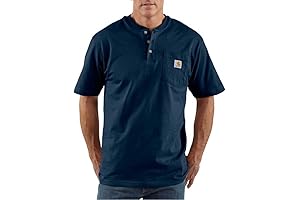 Men's Loose Fit Heavyweight Short-Sleeve Pocket Henley T-Shirt