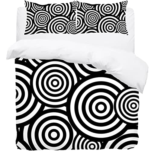 Parure de lit géométrique noir et blanc housse de couette avec ses 2 taies - 2
