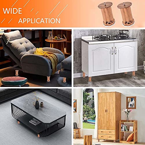 Image of VOLO Furniture Legs 4 inch, Furniture Feet, Heavy Duty Sofa Legs, Modern Style Furniture Legs, DIY Replacement Rose Gold Finish Metal Legs for Table Cabinet Cupboard Sofa Couch Chair, (Set of 4 pcs)