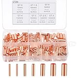 250PCS Wire Ferrules Kit, 7 Size Copper Wire Connectors, Non Insulated Electrical Butt Terminals