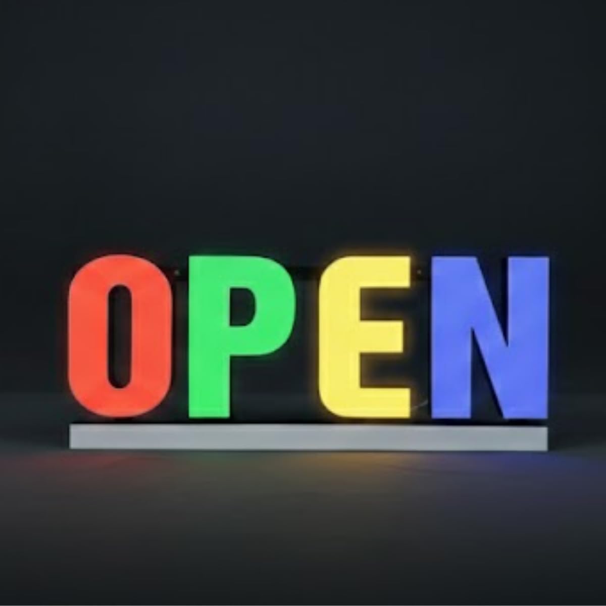 30 x 12 Inches OPEN MULTI LED Sign Board - Bright Multi-Color Light Display - Compact Neon Look, Energy Efficient for Shops, Cafes & Salons - LED Sign for Indoor & Outdoor Use