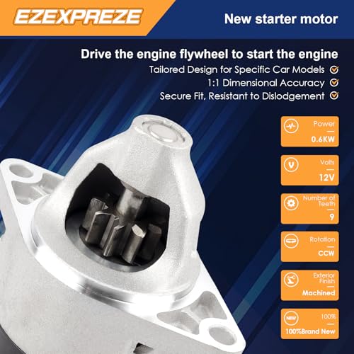 Image of Ezexpreze 18404 New Starter Motor for John Deere Gator 4x2 TS CX CS Kawasaki FE250D FE290D FE350D FE400D Gas Engine OE#: 21163-2089, DAW26844, AW26844, SND0132, 41052062