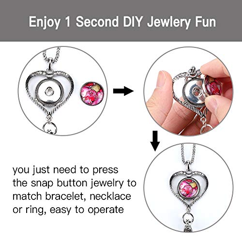 Soleebee Bl005 100 Pcs Mixed Random Aluminum Glass 18Mm Snap Buttons Jewelry Charms (Multi-Style) #TOP5