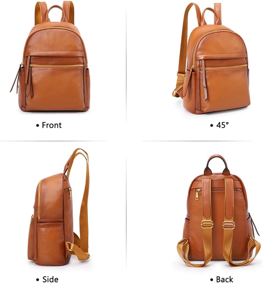 Kattee Genuine Leather Backpack Purse for Women Multi-functional Elegant Daypack Soft Leather Shoulder Bag Shopping Trip, Medium, Brown - Image 7