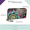 styleBREAKER Damen Geldbörse mit Buntem Blumen Blüten Mandala Muster, Ethno Style, Reißverschluss, Portemonnaie 02040040, Farbe:Dunkelblau-Blau-Pink #5
