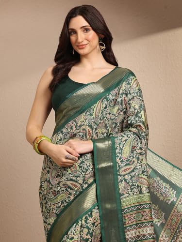 Image of Libas Printed Silk Blend Saree for Women With Unstitched Blouse Piece | Traditional Saree for Festive & Wedding