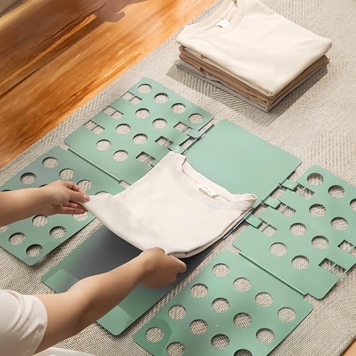 Heanvmyss Laundry Folding Board Clothes,T-Shirt,Zusammenleghilfe,Hemdenfaltbrett Kunststoff,T-Shirt Organizer für Kinder und Erwachsen (grün)