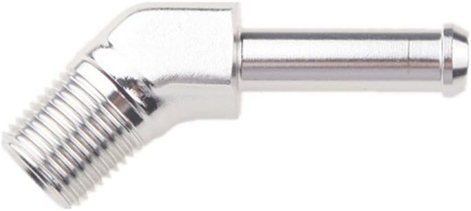 1/8" NPT To 1/4" 45 Degree Hose End Barb Adapter Fitting Aluminum Silver