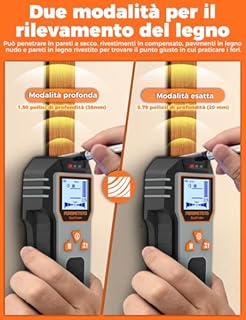 POROMETISTO 6 IN 1 Rilevatore Tubi e Cavi Elettrici, Profondità di Rilevamento 20-120 mm,Cerca Tubi Acqua e Cavi Nei Muri,Metallo/Rame/Materiali Magnetici/Non,Cerca PVC Tubi