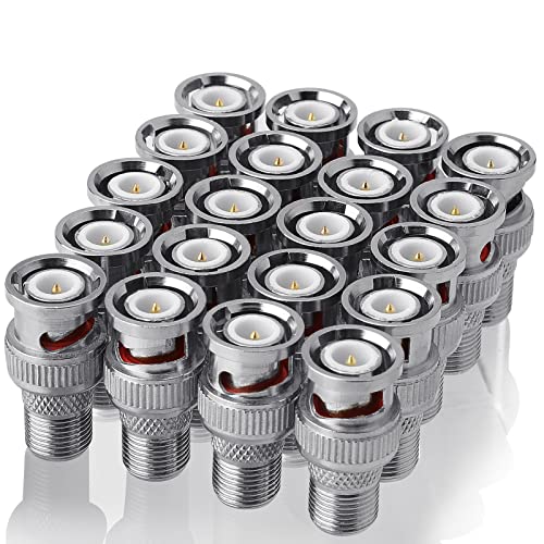 Saisn Bnc Male To F-Type Female Connector F81/F-Pin/F To Bnc Convertor Coaxial Cable Adapter For Rg6 Rg59 Cctv Camera (20 Pack) #TOP3