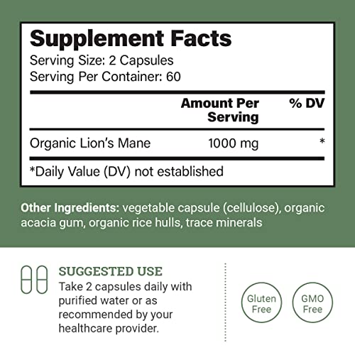 Earth Harmony Chelated Magnesium Glycinate 500Mg & Organic Lion's Mane - 120 Capsules Each #TOP2