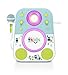 Singing Machine Kids SMK250BG Mood LED Glowing Bluetooth Sing-Along Speaker with Wired Youth Microphone Doubles as a Night Light, Blue/Green