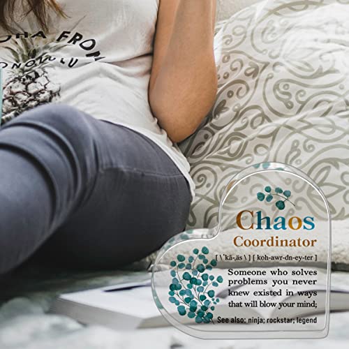 Thank You Gifts Appreciation Gifts For Coworker, Heart-Shaped Office Decorative Desk Sign Gifts For Teacher, Coworker, Boss, Mentor, Mom, Dad - Birthday Gifts For Chaos Coordinator #TOP3