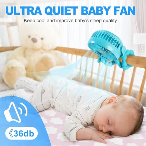Peyou Portable Fan Battery Operated, 5200 Mah Baby Stroller Fan With Flexible Tripod Clip-On For Baby, Usb Rechargeable And Handheld Cooling Fan For Car Seat Crib Bike Treadmill #TOP2