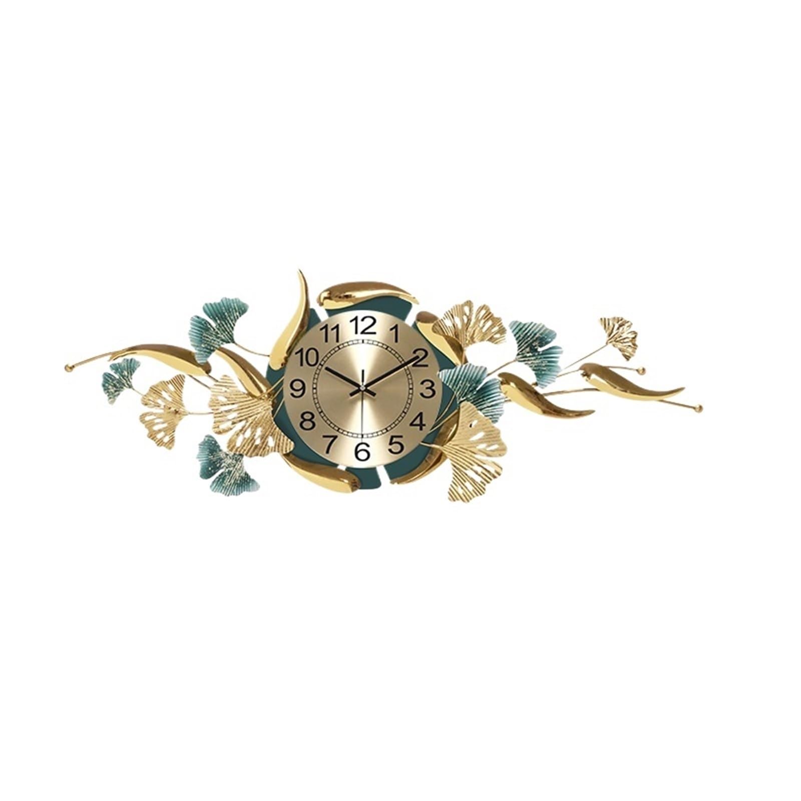 DJSKLDF Wall clock Living Room Creative Metal Decorative Clock Ginkgo Leaf Fish Large Wall Hotel Lobby Home Porch Decorations Silent Watch(1PCS STYLE A)