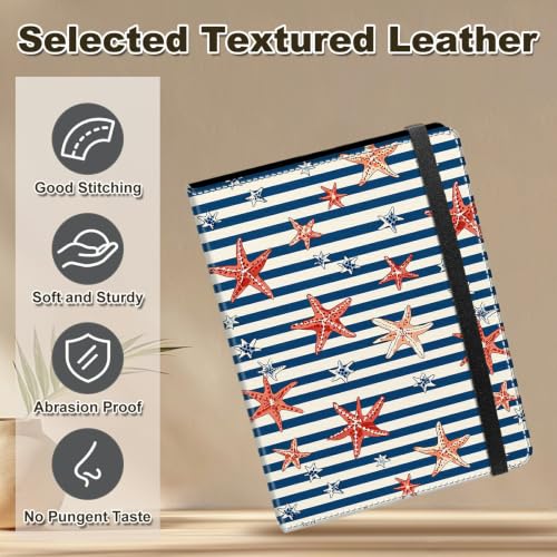 Image of Photo Album 4x6 120 Photos with Strong Elastic Band, Striped Starfish | Large Capacity Premium Leather Picture Album, Portable Wallet Albums Photo Book for Family Anniversaries Wedding Baby