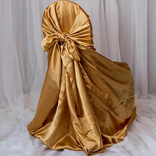 Efavormart Gold Silky Satin Universal Chair Covers Fits All Type of Chairs Event Dinning Slipcover for Wedding Party Banquet