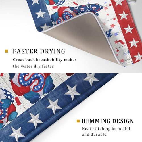 Giwawa 4th of July Gnomes Dish Drying Mat 18x24 inch Patriotic Elf Usa Stars Dish Drainer Mats Independece Day Large Microfiber Dish Drying Pad for Kitchen Countertop Holiday Decor by Giwawa - Used condition - Image 3