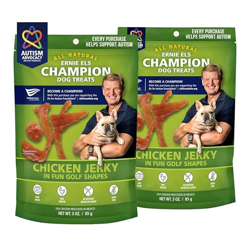 Ernie Els All Natural Chicken Jerky Dog Treats in Fun Golf Shapes - Premium Dog Jerky Treats for Healthy Snacking, Training and Rewards - 3 Ounce (Pack of 2)