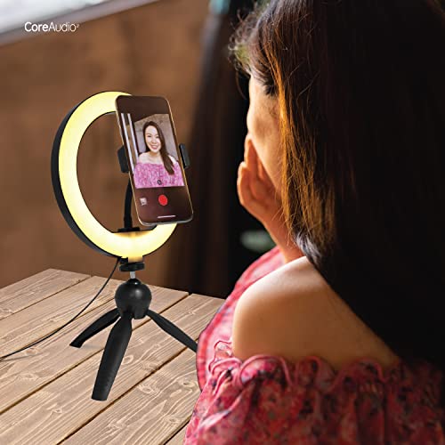 Coreaudio 8" Selfie Ring Light With Phone Stand, Desktop Tripod With Ring Light For Photography, Makeup, Vlogging, Pictures, Video Recording, Tiktok, And Travel #TOP4