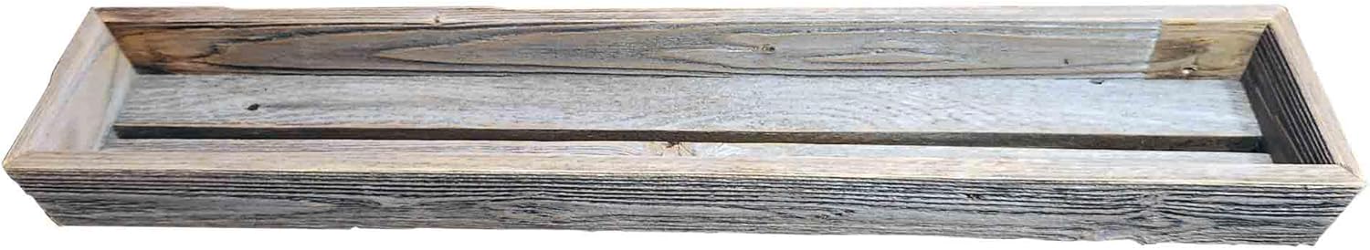 Rockin' Wood Rustic Wooden Box for Centerpiece made in the USA with real reclaimed barnwood, perfect centerpiece or wood storage box (48x6x4, Rustic)