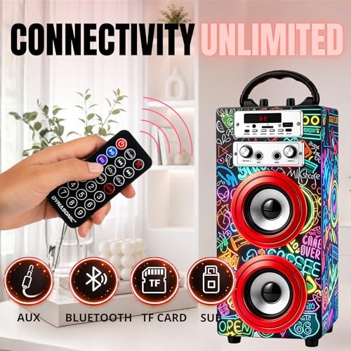 Miniatura 5 de Máquina De Karaoke Portátil Dynasonic, Altavoz Karaoke Con 2 Micrófonos, Altavoz Bluetooth, Luz Usb Incluida, Lector Usb Y Sd, Diseño Exclusivo, Regalo Original 025-21 Luz