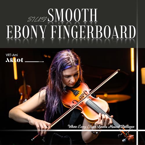 Image of AKLOT Handcrafted Full Size Violin: Solid Wood Matte Fiddle, Acoustic Beginner 4 /4 Violin Kit with Hard Case, Lesson Book, Bow, Shoulder Rest, Extra Strings, Tuner, Fretboard Stickers (VRT-AmiCS)