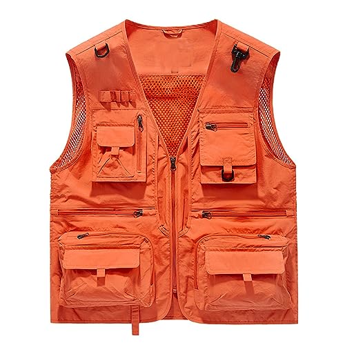 Generic Colete masculino esportivo de trabalho, trilhas, pesca, verão, outono, gola V, rede de peixe