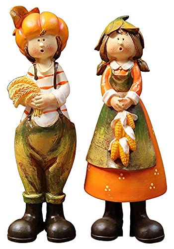 WQQLQX Statue Harzskulptur. 2 STÜCKE Gemalte Paar Charakter Statue Elf...