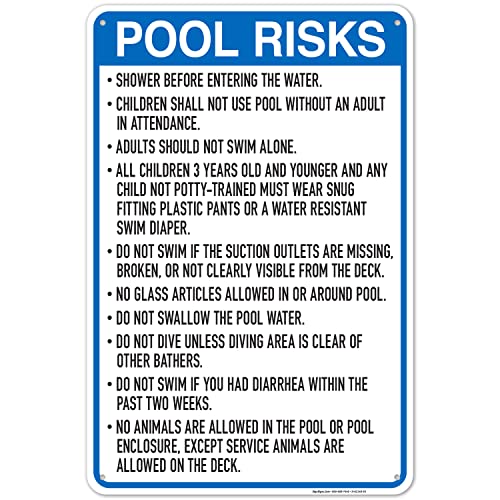 Georgia Pool Risks Sign, Complies With State Of Georgia Pool Safety Code, 24x36 Inches, 55 mil thick HDPS (high density polystyrene), Made in USA by Sigo Signs