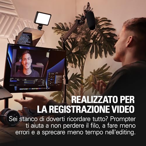 Prompter Camera Set - Teleprompter premium con webcam Full HD, compatibile con HDR, perfetto per streaming, presentazioni, videochiamate, compatibile con OBS, Zoom, Teams e funziona con PC/Mac - Hub USB - Immagine 9