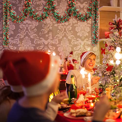 Dingion 59 Feet Christmas Tinsel Garland Metallic Twist Garland Shiny Hanging Garland Ornaments For Christmas Tree Party Supplies Indoor And Outdoor Decoration (Red Green) #TOP6