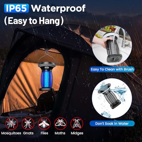 Image of Solar Bug Zapper Outdoor Waterproof, Portable & Rechargeable Bug Zapper with Panel Sensor & LED Night Light Mosquitoes Zapper, Electric Fly Zapper for Home, Patio, Backyard, Camping