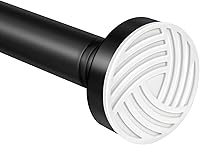 No-Drill Matte Black Adjustable Shower Curtain Rod 18.5-59.5in, Tension Rust-Resistant, Anti-Slip Base for Easy Bathroom Install