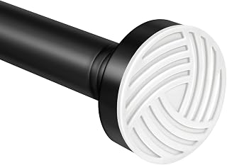 No-Drill Matte Black Adjustable Shower Curtain Rod 18.5-59.5in, Tension Rust-Resistant, Anti-Slip Base for Easy Bathroom Install