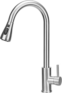 Grifo Cocina Extraíble, Grifo para Fregadero de Cocina Acero Inoxidable Grifo Monomando Cocina Giratorio a 360° Torneira Cozinha 2 Modos de Agua, Manguera Extensible Flexible
